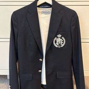 Final Sale-Ralph Lauren Women’s 100% Wool Blazer Navy Size 2 – Made in Italy